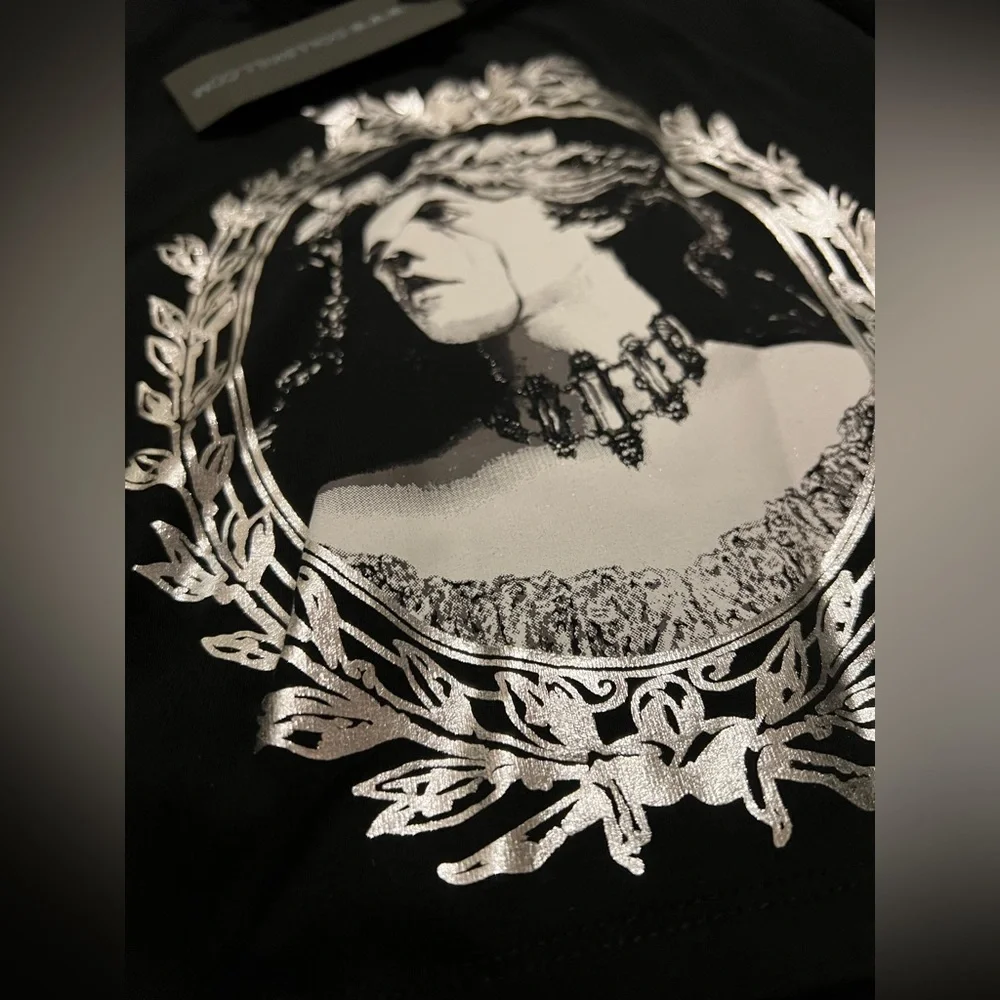 dolls kill widow crop top victorian metallic NWT goth vampire - Picture 2 of 2